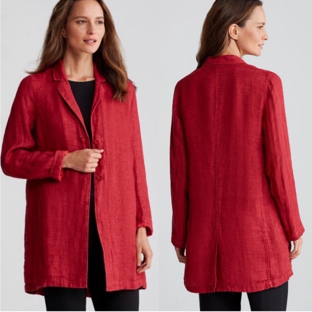 Eileen Fisher Organic Linen Longline Jacket - Picture 1 of 11
